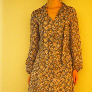 Elegant Barney’s New York Floral Long Sleeve Dress